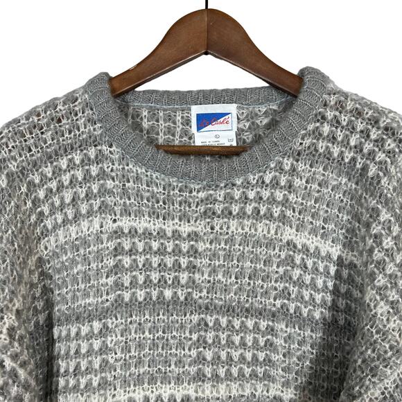 Vintage Le Cashe Mohair Knit Sweater Loose Fit Silver Grey Crewneck- L - Picture 1 of 4